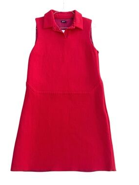 Jill Sander “Navy” Collection, Red Sleeveless Dress, Foldover CollarSize 40, EUC